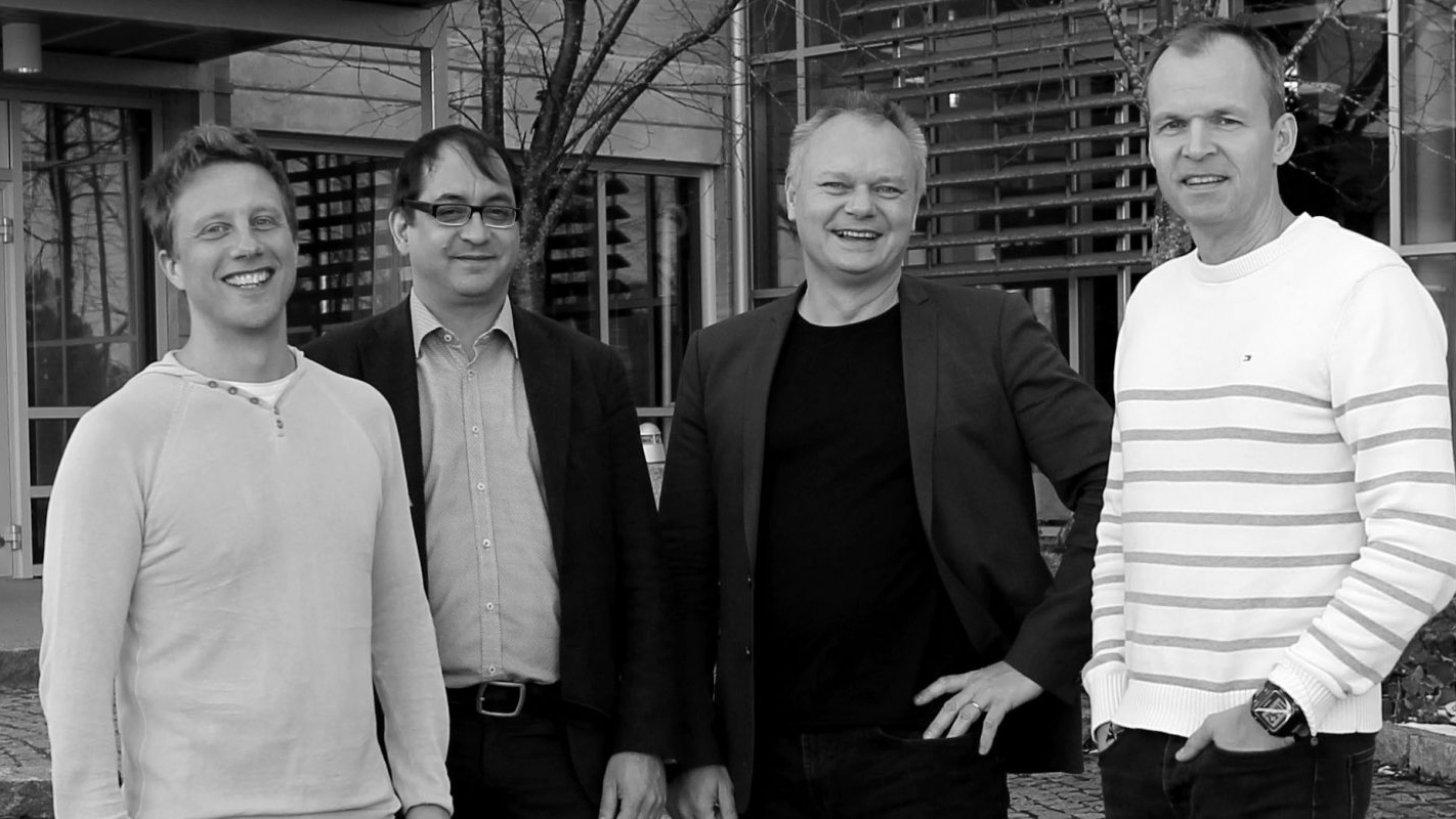 Founders of Algoryx Simulations, Martin Servin, Claude Lacoursière, Kenneth Bodin and Anders Backman. Image: Johanna Liljedahl.