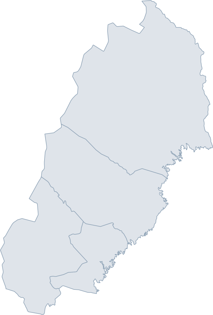 Karta över norra Sverige, ljusblå